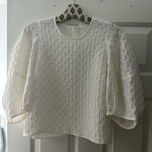 Elegant White Textured Women's Top